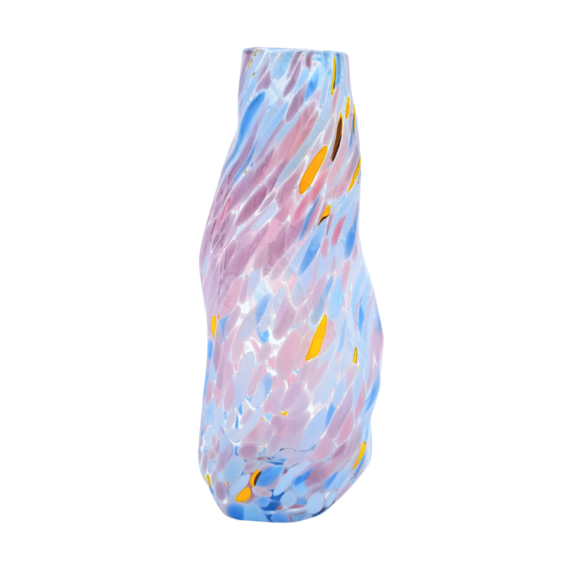 Small curly vase with confetti