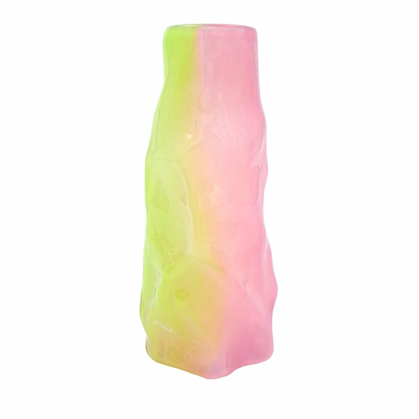 Small curl vase - green / pink