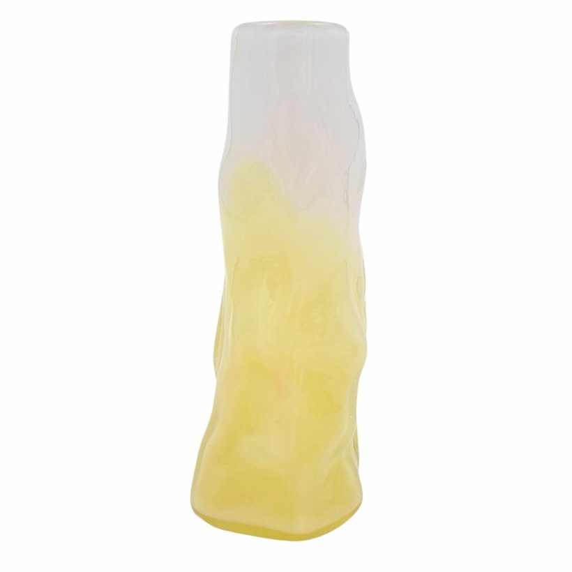 Small curly vase - yellow/white