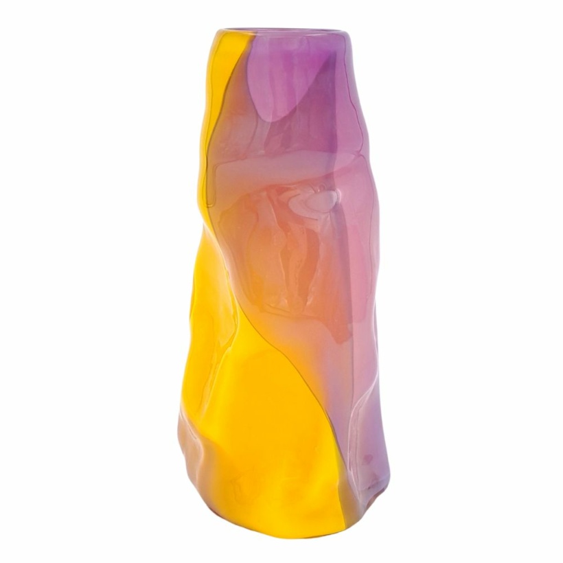 Small curly vase - purple/yellow