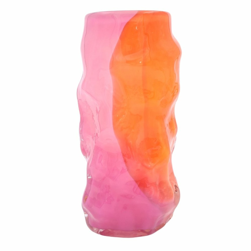Big curly vase - orange/pink